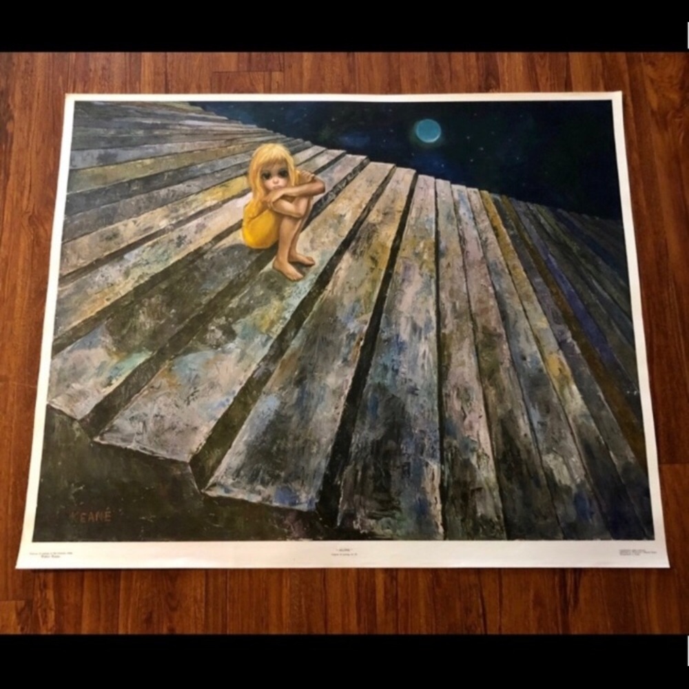 VTG Walter Margaret Keane Big Eyes Litho Print 1960’s Alone Midcentury Print